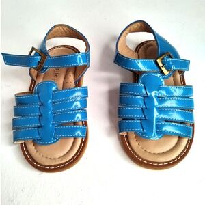Elephantito Turquoise Teal Patent Leather Baby Girls Boys Infant Sandals Size 5